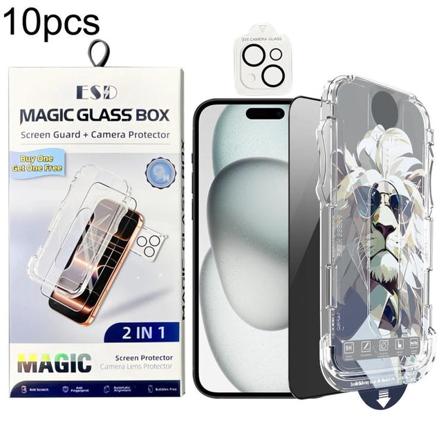 10pcs Easy Install Dust-proof Box Privacy Tempered Glass Film with Lens Film, For iPhone 17e / 16e, For iPhone 17 Pro Max, For iPhone 17 Pro, For iPhone 17, For iPhone Air, For iPhone 16 Pro Max, For iPhone 16 Pro, For iPhone 16 Plus, For iPhone 16    ...