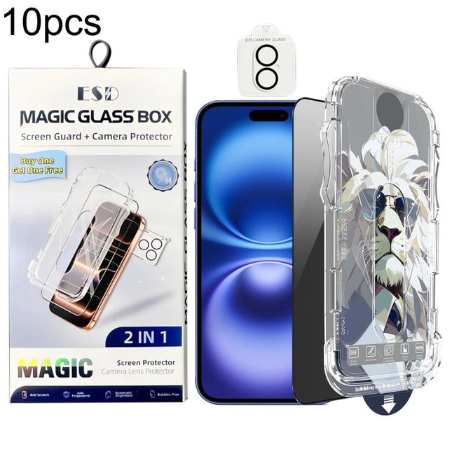 10pcs Easy Install Dust-proof Box Privacy Tempered Glass Film with Lens Film, For iPhone 17e / 16e, For iPhone 17 Pro Max, For iPhone 17 Pro, For iPhone 17, For iPhone Air, For iPhone 16 Pro Max, For iPhone 16 Pro, For iPhone 16 Plus, For iPhone 16    ...