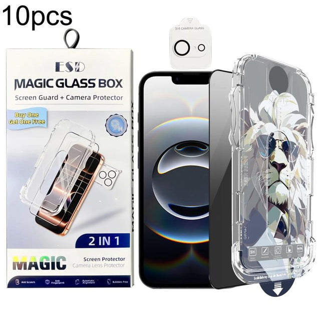 10pcs Easy Install Dust-proof Box Privacy Tempered Glass Film with Lens Film, For iPhone 17e / 16e, For iPhone 17 Pro Max, For iPhone 17 Pro, For iPhone 17, For iPhone Air, For iPhone 16 Pro Max, For iPhone 16 Pro, For iPhone 16 Plus, For iPhone 16    ...