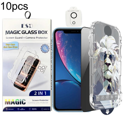 10pcs Easy Install Dust-proof Box Privacy Tempered Glass Film with Lens Film, For iPhone 11 Pro, For iPhone XS / X, For iPhone XR, For iPhone XS Max