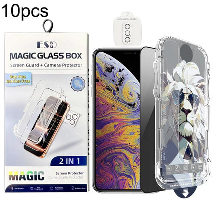 10pcs Easy Install Dust-proof Box Privacy Tempered Glass Film with Lens Film, For iPhone 11 Pro, For iPhone XS / X, For iPhone XR, For iPhone XS Max