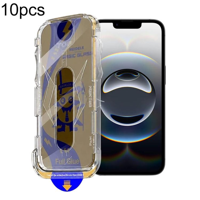 10pcs MEIDELE Easy Install Dust-proof Box Privacy Tempered Glass Film, For iPhone 17e / 16e / 14 / 13 Pro, For iPhone 17 Pro Max, For iPhone 17 Pro, For iPhone 17 / 16 Pro, For iPhone Air, For iPhone 16 Pro Max, For iPhone 16 Plus / 15 Plus            ...