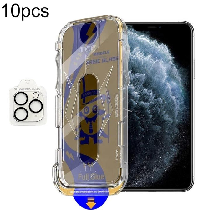 10pcs MEIDELE Easy Install Dust-proof Box Privacy Tempered Glass Film with Lens Film, For iPhone 11 Pro, For iPhone X / XS, For iPhone XR, For iPhone XS Max