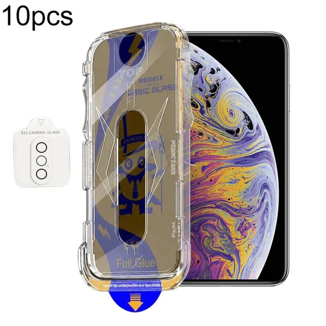 10pcs MEIDELE Easy Install Dust-proof Box Privacy Tempered Glass Film with Lens Film, For iPhone 11 Pro, For iPhone X / XS, For iPhone XR, For iPhone XS Max