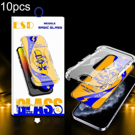 10pcs MEIDELE Easy Install Dust-proof Box HD Tempered Glass Film, For iPhone 17e / 16e / 14 / 13 Pro, For iPhone 17 Pro Max, For iPhone 17 / 16 Pro, For iPhone 17 Pro, For iPhone Air, For iPhone 16 Pro Max, For iPhone 16 Plus / 15 Plus, For iPhone 16 /...