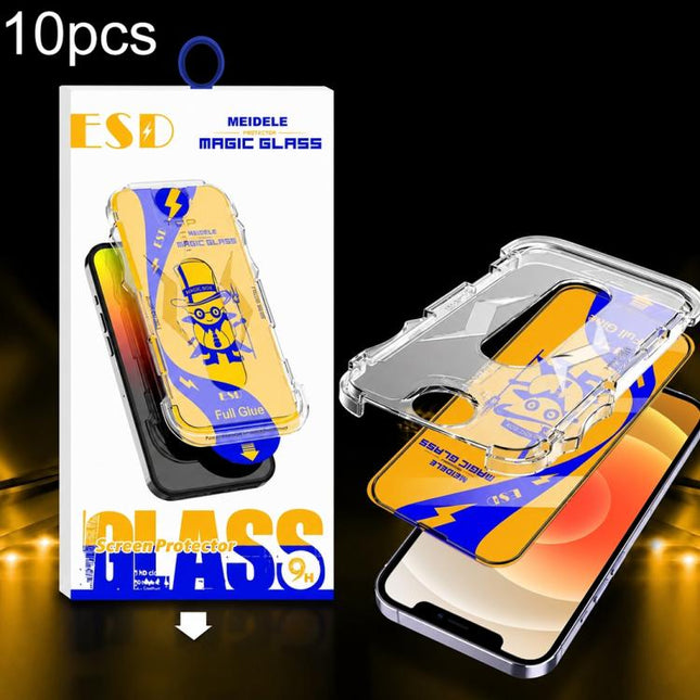 10pcs MEIDELE Easy Install Dust-proof Box HD Tempered Glass Film, For iPhone 17e / 16e / 14 / 13 Pro, For iPhone 17 Pro Max, For iPhone 17 / 16 Pro, For iPhone 17 Pro, For iPhone Air, For iPhone 16 Pro Max, For iPhone 16 Plus / 15 Plus, For iPhone 16 /...