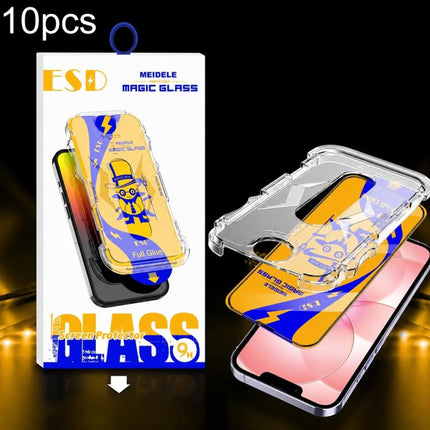 10pcs MEIDELE Easy Install Dust-proof Box HD Tempered Glass Film, For iPhone 17e / 16e / 14 / 13 Pro, For iPhone 17 Pro Max, For iPhone 17 / 16 Pro, For iPhone 17 Pro, For iPhone Air, For iPhone 16 Pro Max, For iPhone 16 Plus / 15 Plus, For iPhone 16 /...