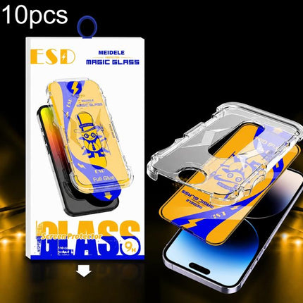 10pcs MEIDELE Easy Install Dust-proof Box HD Tempered Glass Film, For iPhone 17e / 16e / 14 / 13 Pro, For iPhone 17 Pro Max, For iPhone 17 / 16 Pro, For iPhone 17 Pro, For iPhone Air, For iPhone 16 Pro Max, For iPhone 16 Plus / 15 Plus, For iPhone 16 /...