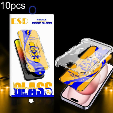 10pcs MEIDELE Easy Install Dust-proof Box HD Tempered Glass Film, For iPhone 17e / 16e / 14 / 13 Pro, For iPhone 17 Pro Max, For iPhone 17 / 16 Pro, For iPhone 17 Pro, For iPhone Air, For iPhone 16 Pro Max, For iPhone 16 Plus / 15 Plus, For iPhone 16 /...