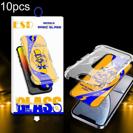 10pcs MEIDELE Easy Install Dust-proof Box HD Tempered Glass Film, For iPhone 17e / 16e / 14 / 13 Pro, For iPhone 17 Pro Max, For iPhone 17 / 16 Pro, For iPhone 17 Pro, For iPhone Air, For iPhone 16 Pro Max, For iPhone 16 Plus / 15 Plus, For iPhone 16 /...