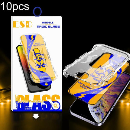 10pcs MEIDELE Easy Install Dust-proof Box HD Tempered Glass Film, For iPhone 17e / 16e / 14 / 13 Pro, For iPhone 17 Pro Max, For iPhone 17 / 16 Pro, For iPhone 17 Pro, For iPhone Air, For iPhone 16 Pro Max, For iPhone 16 Plus / 15 Plus, For iPhone 16 /...