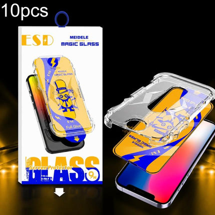10pcs MEIDELE Easy Install Dust-proof Box HD Tempered Glass Film, For iPhone 17e / 16e / 14 / 13 Pro, For iPhone 17 Pro Max, For iPhone 17 / 16 Pro, For iPhone 17 Pro, For iPhone Air, For iPhone 16 Pro Max, For iPhone 16 Plus / 15 Plus, For iPhone 16 /...