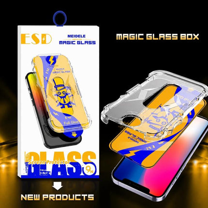 10pcs MEIDELE Easy Install Dust-proof Box HD Tempered Glass Film, For iPhone 17e / 16e / 14 / 13 Pro, For iPhone 17 Pro Max, For iPhone 17 / 16 Pro, For iPhone 17 Pro, For iPhone Air, For iPhone 16 Pro Max, For iPhone 16 Plus / 15 Plus, For iPhone 16 /...