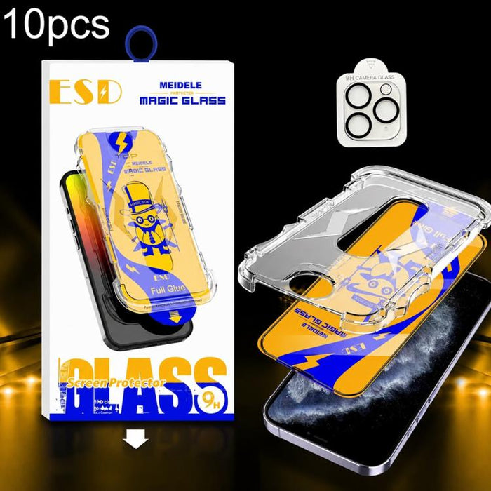 10pcs MEIDELE Easy Install Dust-proof Box HD Tempered Glass Film with Lens Film, For iPhone 11 Pro, For iPhone XS / X, For iPhone XR, For iPhone XS Max