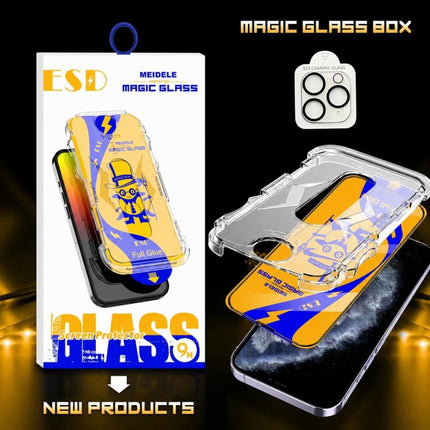 10pcs MEIDELE Easy Install Dust-proof Box HD Tempered Glass Film with Lens Film, For iPhone 11 Pro, For iPhone XS / X, For iPhone XR, For iPhone XS Max