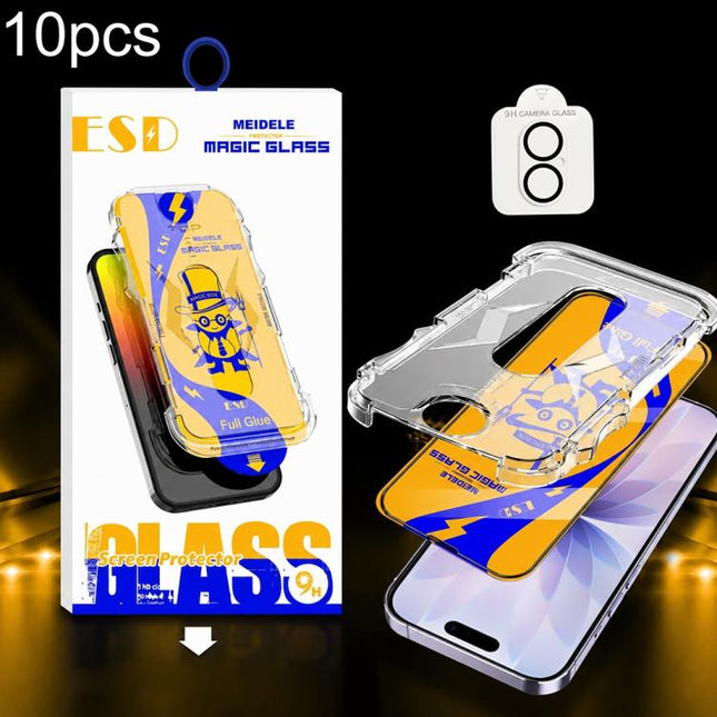 10pcs MEIDELE Easy Install Dust-proof Box HD Tempered Glass Film with Lens Film, For iPhone 17e / 16e, For iPhone 17 Pro Max, For iPhone 17 Pro, For iPhone 17, For iPhone Air, For iPhone 16 Pro Max, For iPhone 16 Pro, For iPhone 16 Plus, For iPhone 16 ...
