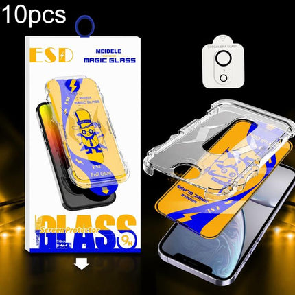 10pcs MEIDELE Easy Install Dust-proof Box HD Tempered Glass Film with Lens Film, For iPhone 11 Pro, For iPhone XS / X, For iPhone XR, For iPhone XS Max