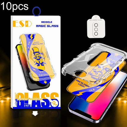 10pcs MEIDELE Easy Install Dust-proof Box HD Tempered Glass Film with Lens Film, For iPhone 11 Pro, For iPhone XS / X, For iPhone XR, For iPhone XS Max