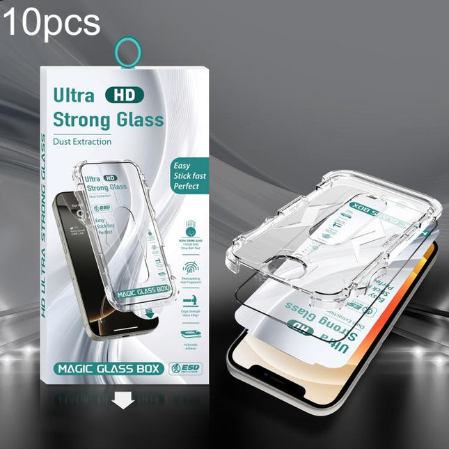 10pcs USG Easy Install Dust-proof Box HD Edge-to-Edge Tempered Glass Film, For iPhone 17e / 16e / 14 / 13 Pro, For iPhone 17 Pro Max, For iPhone 17 Pro, For iPhone 17 / 16 Pro, For iPhone Air, For iPhone 16 Pro Max, For iPhone 16 Plus / 15 Plus        ...