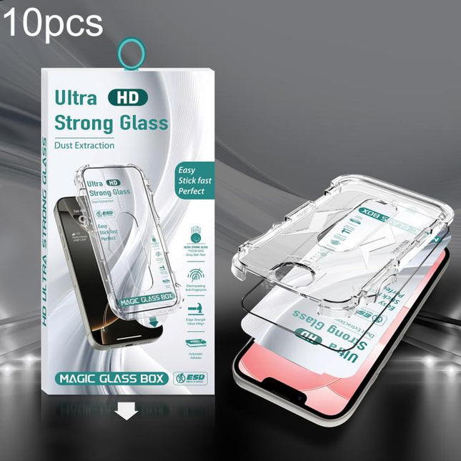 10pcs USG Easy Install Dust-proof Box HD Edge-to-Edge Tempered Glass Film, For iPhone 17e / 16e / 14 / 13 Pro, For iPhone 17 Pro Max, For iPhone 17 Pro, For iPhone 17 / 16 Pro, For iPhone Air, For iPhone 16 Pro Max, For iPhone 16 Plus / 15 Plus        ...