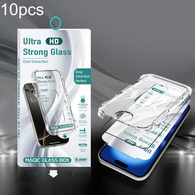 10pcs USG Easy Install Dust-proof Box HD Edge-to-Edge Tempered Glass Film, For iPhone 17e / 16e / 14 / 13 Pro, For iPhone 17 Pro Max, For iPhone 17 Pro, For iPhone 17 / 16 Pro, For iPhone Air, For iPhone 16 Pro Max, For iPhone 16 Plus / 15 Plus        ...