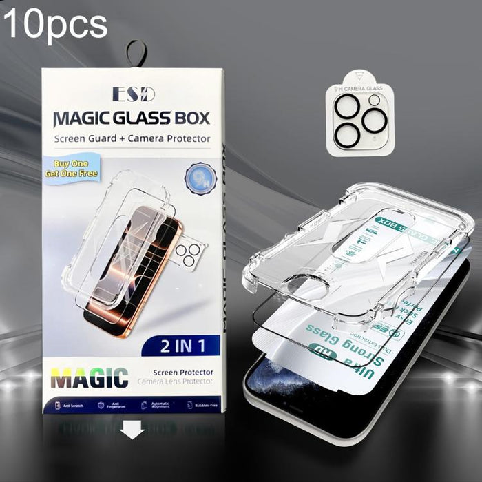 10pcs USG Easy Install Dust-proof Box HD Edge-to-Edge Tempered Glass Film with Lens Film, For iPhone 11 Pro, For iPhone XS / X, For iPhone XR, For iPhone XS Max