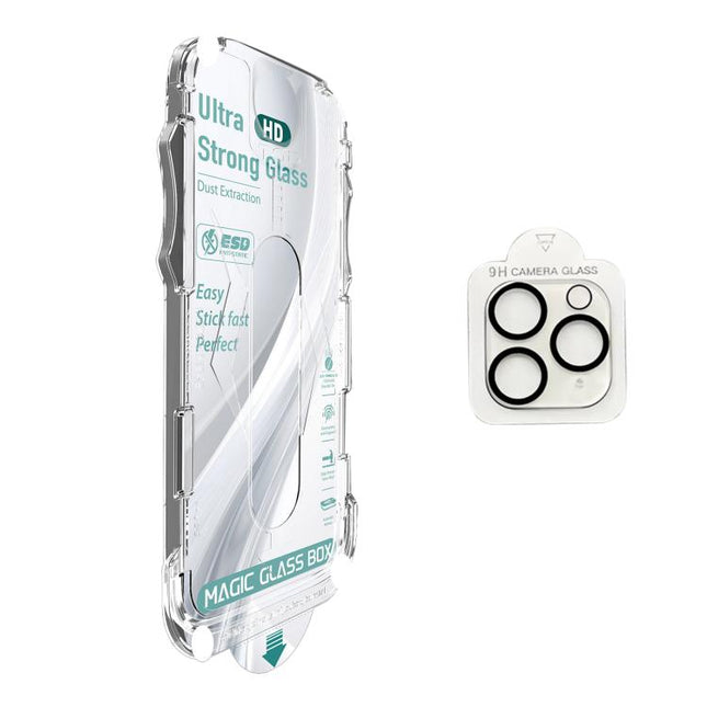 10pcs USG Easy Install Dust-proof Box HD Edge-to-Edge Tempered Glass Film with Lens Film, For iPhone 11 Pro, For iPhone XS / X, For iPhone XR, For iPhone XS Max