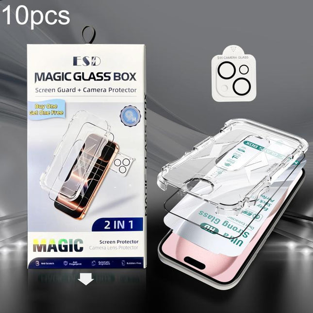 10pcs USG Easy Install Dust-proof Box HD Edge-to-Edge Tempered Glass Film with Lens Film, For iPhone 17e / 16e, For iPhone 17 Pro Max, For iPhone 17 Pro, For iPhone 17, For iPhone Air, For iPhone 16 Pro Max, For iPhone 16 Pro, For iPhone 16 Plus       ...