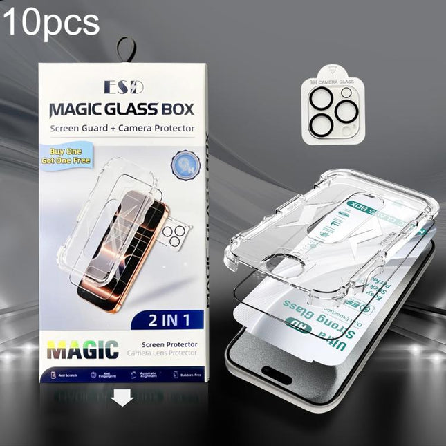 10pcs USG Easy Install Dust-proof Box HD Edge-to-Edge Tempered Glass Film with Lens Film, For iPhone 17e / 16e, For iPhone 17 Pro Max, For iPhone 17 Pro, For iPhone 17, For iPhone Air, For iPhone 16 Pro Max, For iPhone 16 Pro, For iPhone 16 Plus       ...