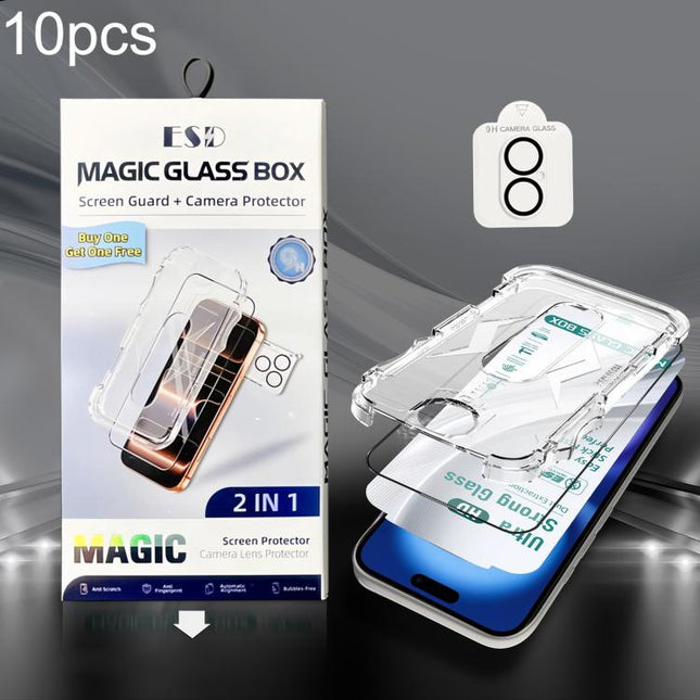 10pcs USG Easy Install Dust-proof Box HD Edge-to-Edge Tempered Glass Film with Lens Film, For iPhone 17e / 16e, For iPhone 17 Pro Max, For iPhone 17 Pro, For iPhone 17, For iPhone Air, For iPhone 16 Pro Max, For iPhone 16 Pro, For iPhone 16 Plus       ...