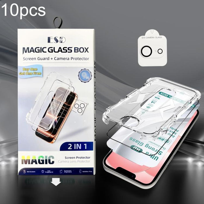 10pcs USG Easy Install Dust-proof Box HD Edge-to-Edge Tempered Glass Film with Lens Film, For iPhone 17e / 16e, For iPhone 17 Pro Max, For iPhone 17 Pro, For iPhone 17, For iPhone Air, For iPhone 16 Pro Max, For iPhone 16 Pro, For iPhone 16 Plus       ...