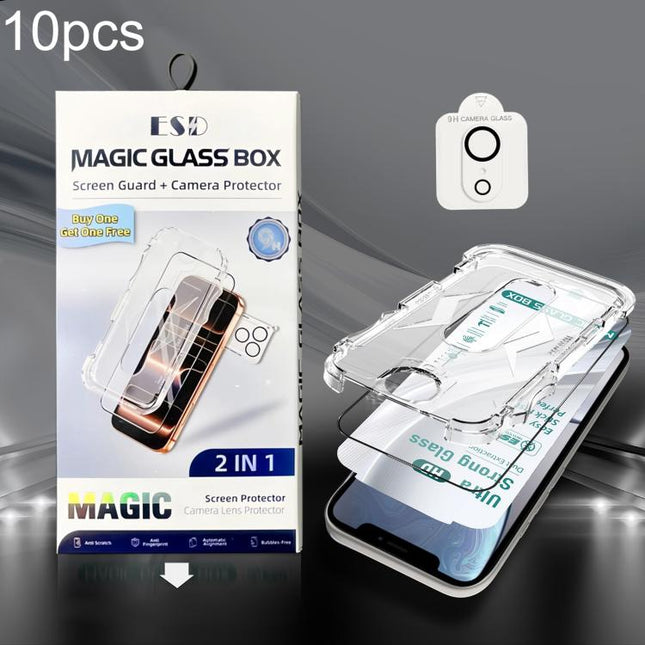 10pcs USG Easy Install Dust-proof Box HD Edge-to-Edge Tempered Glass Film with Lens Film, For iPhone 11 Pro, For iPhone XS / X, For iPhone XR, For iPhone XS Max