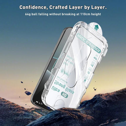 10pcs USG Easy Install Dust-proof Box HD Edge-to-Edge Tempered Glass Film with Lens Film, For iPhone 11 Pro, For iPhone XS / X, For iPhone XR, For iPhone XS Max
