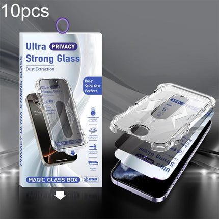 10pcs USG Easy Install Dust-proof Box Privacy Edge-to-Edge Tempered Glass Film, For iPhone 17e / 16e / 14 / 13 Pro, For iPhone 17 Pro Max, For iPhone 17 Pro, For iPhone 17 / 16 Pro, For iPhone Air, For iPhone 16 Pro Max, For iPhone 16 Plus / 15 Plus   ...
