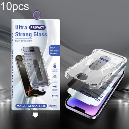 10pcs USG Easy Install Dust-proof Box Privacy Edge-to-Edge Tempered Glass Film, For iPhone 17e / 16e / 14 / 13 Pro, For iPhone 17 Pro Max, For iPhone 17 Pro, For iPhone 17 / 16 Pro, For iPhone Air, For iPhone 16 Pro Max, For iPhone 16 Plus / 15 Plus   ...