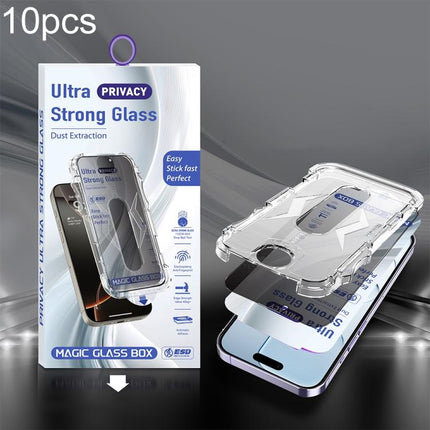 10pcs USG Easy Install Dust-proof Box Privacy Edge-to-Edge Tempered Glass Film, For iPhone 17e / 16e / 14 / 13 Pro, For iPhone 17 Pro Max, For iPhone 17 Pro, For iPhone 17 / 16 Pro, For iPhone Air, For iPhone 16 Pro Max, For iPhone 16 Plus / 15 Plus   ...