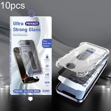 10pcs USG Easy Install Dust-proof Box Privacy Edge-to-Edge Tempered Glass Film, For iPhone 17e / 16e / 14 / 13 Pro, For iPhone 17 Pro Max, For iPhone 17 Pro, For iPhone 17 / 16 Pro, For iPhone Air, For iPhone 16 Pro Max, For iPhone 16 Plus / 15 Plus   ...