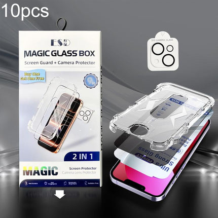 10pcs USG Easy Install Dust-proof Box Privacy Edge-to-Edge Tempered Glass Film with Lens Film, For iPhone 17e / 16e, For iPhone 17 Pro Max, For iPhone 17 Pro, For iPhone 17, For iPhone Air, For iPhone 16 Pro Max, For iPhone 16 Pro, For iPhone 16 Plus  ...