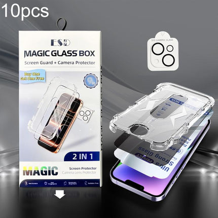 10pcs USG Easy Install Dust-proof Box Privacy Edge-to-Edge Tempered Glass Film with Lens Film, For iPhone 17e / 16e, For iPhone 17 Pro Max, For iPhone 17 Pro, For iPhone 17, For iPhone Air, For iPhone 16 Pro Max, For iPhone 16 Pro, For iPhone 16 Plus  ...