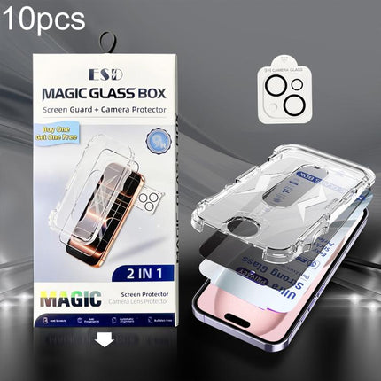 10pcs USG Easy Install Dust-proof Box Privacy Edge-to-Edge Tempered Glass Film with Lens Film, For iPhone 17e / 16e, For iPhone 17 Pro Max, For iPhone 17 Pro, For iPhone 17, For iPhone Air, For iPhone 16 Pro Max, For iPhone 16 Pro, For iPhone 16 Plus  ...
