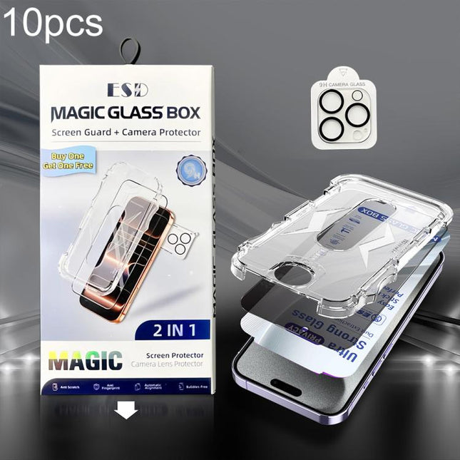10pcs USG Easy Install Dust-proof Box Privacy Edge-to-Edge Tempered Glass Film with Lens Film, For iPhone 17e / 16e, For iPhone 17 Pro Max, For iPhone 17 Pro, For iPhone 17, For iPhone Air, For iPhone 16 Pro Max, For iPhone 16 Pro, For iPhone 16 Plus  ...