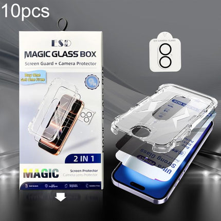 10pcs USG Easy Install Dust-proof Box Privacy Edge-to-Edge Tempered Glass Film with Lens Film, For iPhone 17e / 16e, For iPhone 17 Pro Max, For iPhone 17 Pro, For iPhone 17, For iPhone Air, For iPhone 16 Pro Max, For iPhone 16 Pro, For iPhone 16 Plus  ...