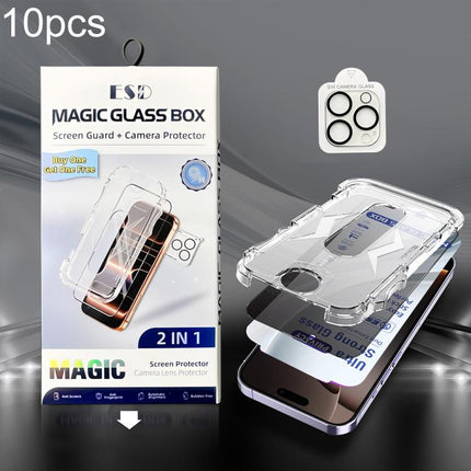 10pcs USG Easy Install Dust-proof Box Privacy Edge-to-Edge Tempered Glass Film with Lens Film, For iPhone 17e / 16e, For iPhone 17 Pro Max, For iPhone 17 Pro, For iPhone 17, For iPhone Air, For iPhone 16 Pro Max, For iPhone 16 Pro, For iPhone 16 Plus  ...