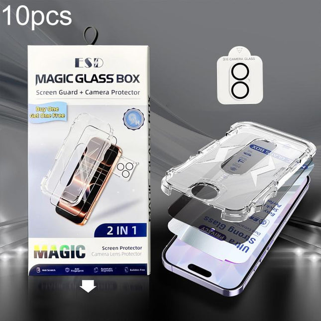 10pcs USG Easy Install Dust-proof Box Privacy Edge-to-Edge Tempered Glass Film with Lens Film, For iPhone 17e / 16e, For iPhone 17 Pro Max, For iPhone 17 Pro, For iPhone 17, For iPhone Air, For iPhone 16 Pro Max, For iPhone 16 Pro, For iPhone 16 Plus  ...