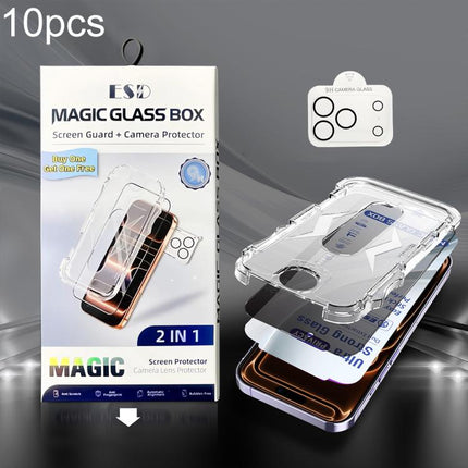 10pcs USG Easy Install Dust-proof Box Privacy Edge-to-Edge Tempered Glass Film with Lens Film, For iPhone 17e / 16e, For iPhone 17 Pro Max, For iPhone 17 Pro, For iPhone 17, For iPhone Air, For iPhone 16 Pro Max, For iPhone 16 Pro, For iPhone 16 Plus  ...