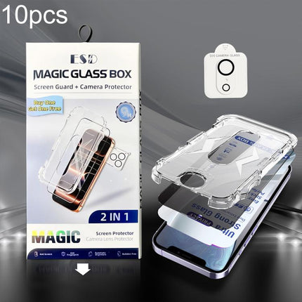 10pcs USG Easy Install Dust-proof Box Privacy Edge-to-Edge Tempered Glass Film with Lens Film, For iPhone 11 Pro, For iPhone XS / X, For iPhone XR, For iPhone XS Max