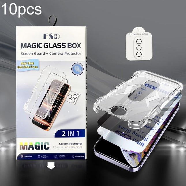 10pcs USG Easy Install Dust-proof Box Privacy Edge-to-Edge Tempered Glass Film with Lens Film, For iPhone 11 Pro, For iPhone XS / X, For iPhone XR, For iPhone XS Max