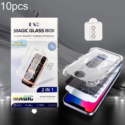 10pcs USG Easy Install Dust-proof Box Privacy Edge-to-Edge Tempered Glass Film with Lens Film, For iPhone 11 Pro, For iPhone XS / X, For iPhone XR, For iPhone XS Max