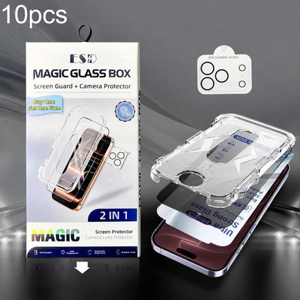 10pcs USG Easy Install Dust-proof Box Privacy Edge-to-Edge Tempered Glass Film with Lens Film, For iPhone 17e / 16e, For iPhone 17 Pro Max, For iPhone 17 Pro, For iPhone 17, For iPhone Air, For iPhone 16 Pro Max, For iPhone 16 Pro, For iPhone 16 Plus  ...