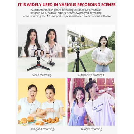 YELANGU MY3 Type-C Interface Live Broadcast Interview Mobile Phone Double Clip Lavalier Microphone, Length: 2.5m, MY3